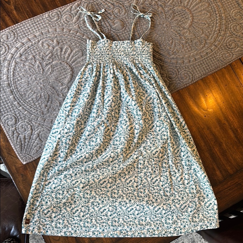 Tea Floral Maxi Dress with Tie Straps